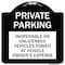Signmission Private Parking Inoperable or Unlicensed Vehicles Towed at Vehicle Owners Expense, BW-1818-23256 A-DES-BW-1818-23256 - alternate 1